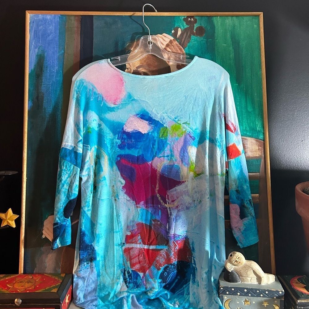 Claire Desjardins Colorful Abstract Women's Blouse Size S - Picture 11 of 15